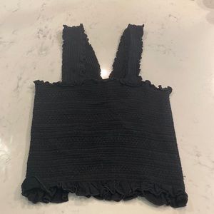 Black Smock Crop Top